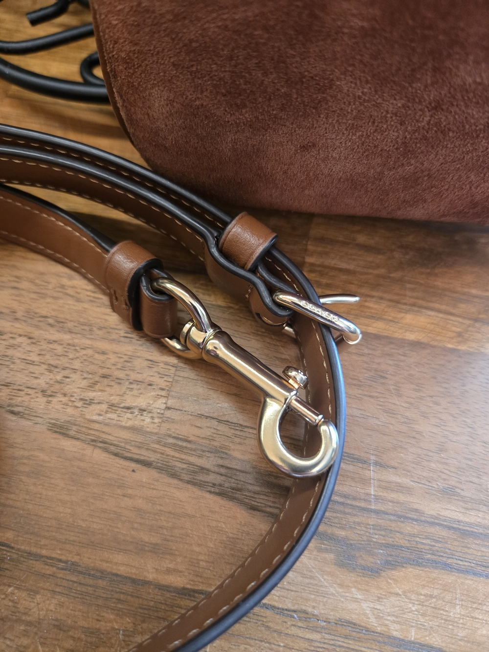 Coach Rowan Satchel Medium Leather & Suede Redwood Brown Bonus Charm Included - Picture 10 of 14